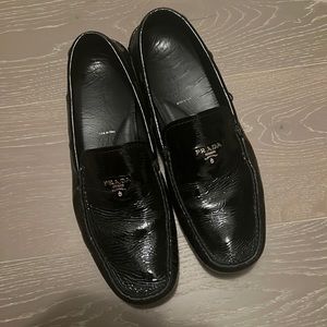 Prada patent leather black loafers